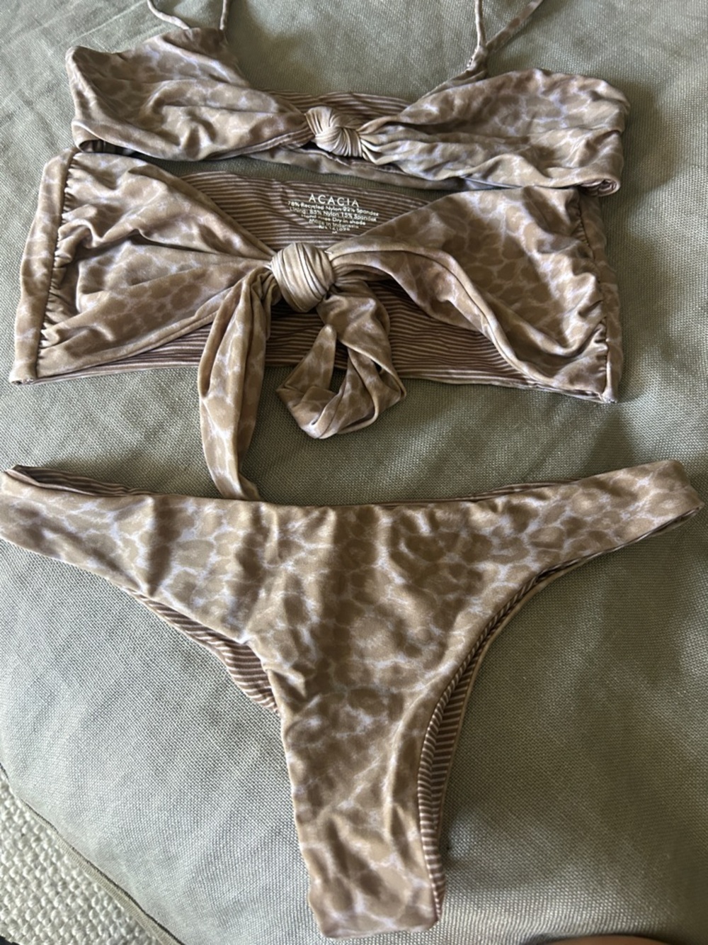 acacia swimwear Beige Animal Print Tie-Front Bikini